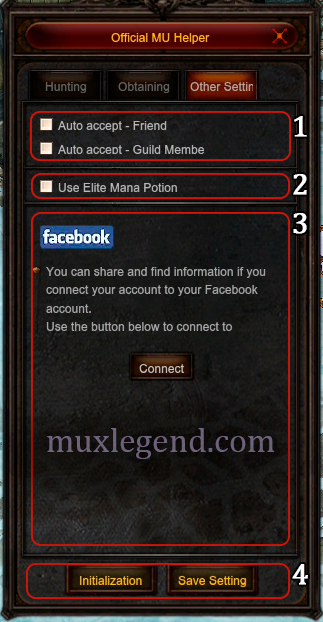 Other Settings with numbered annotations